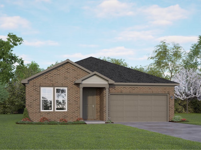 10554 Briceway Clb, San Antonio, TX 78254 - single story home featuring brick siding, driveway, a garage, and a front yard