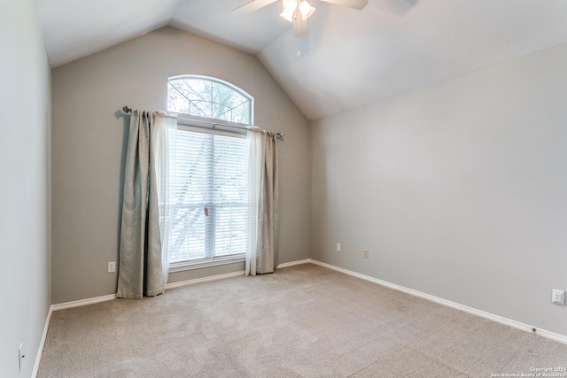 2430 Trace Oak, San Antonio, TX 78232 - spare room featuring a ceiling fan, lofted ceiling, and carpet