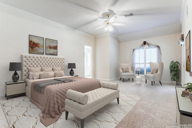 2430 Trace Oak, San Antonio, TX 78232 - carpeted bedroom featuring ceiling fan and crown molding