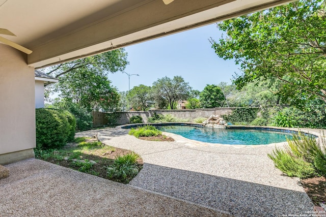 2430 Trace Oak, San Antonio, TX 78232 - view of pool featuring a patio area, a fenced backyard, and ceiling fan