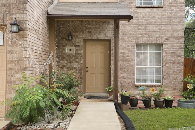 13111 Burgundy Pt, San Antonio, TX 78217 - doorway to property featuring brick siding