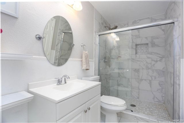13111 Burgundy Pt, San Antonio, TX 78217 - bathroom featuring a stall shower and vanity