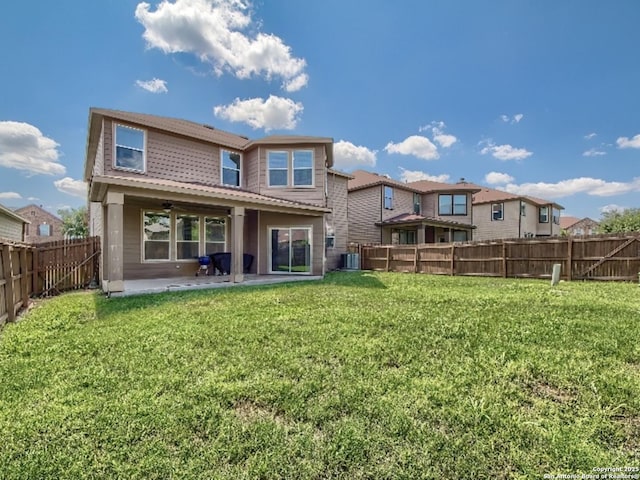 7566 Copper Cv, Converse, TX 78109 - rear view of property with a fenced backyard, a patio area, and a ceiling fan