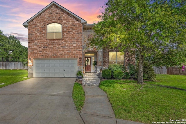 25702 Coleus, San Antonio, TX 78261 - view of front of property featuring brick siding, a garage, and driveway