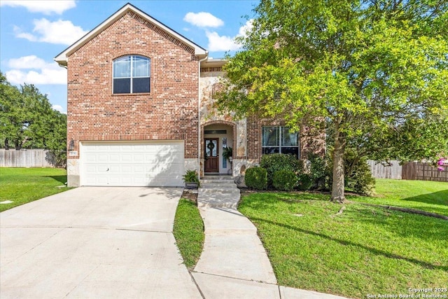 25702 Coleus, San Antonio, TX 78261 - view of front of property featuring brick siding, an attached garage, and driveway