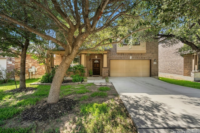 20630 Creek Riv, San Antonio, TX 78259 - view of front of house featuring brick siding, an attached garage, and driveway