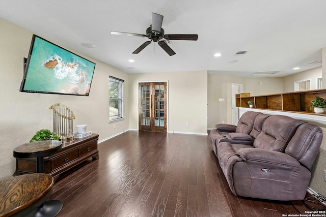 20630 Creek Riv, San Antonio, TX 78259 - living area featuring hardwood / wood-style flooring, ceiling fan, and recessed lighting