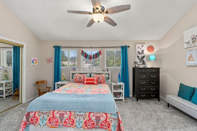 2026 Encino Vista St, San Antonio, TX 78259 - carpeted bedroom featuring a textured ceiling and ceiling fan