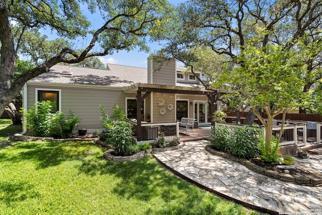 2026 Encino Vista St, San Antonio, TX 78259 - rear view of house featuring a wooden deck and roof with shingles