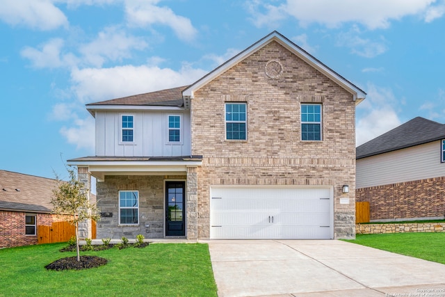 6509 Titan Park, Converse, TX 78109 - traditional-style home with board and batten siding, driveway, an attached garage, and stone siding