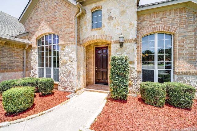 139 Sable Hts, San Antonio, TX 78258 - property entrance featuring stone siding and brick siding