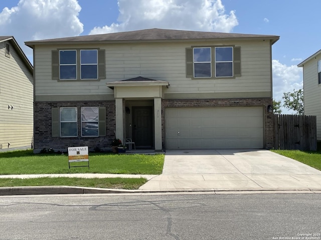 213 Hinge Loop, Cibolo, TX 78108 - view of front of property with brick siding, driveway, and a garage
