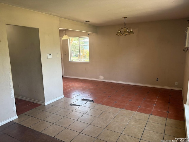 394 Dorie, San Antonio, TX 78220 - tiled spare room featuring a chandelier and baseboards