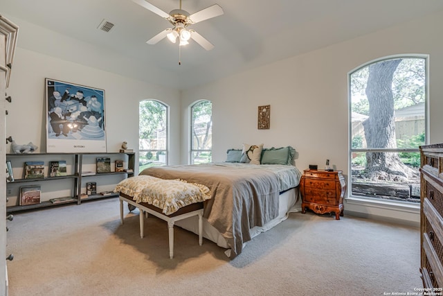 13947 Amber Crst, San Antonio, TX 78249 - bedroom featuring light colored carpet and a ceiling fan