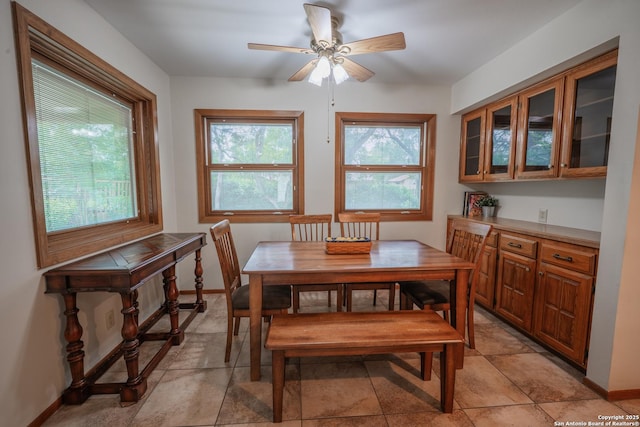 14519 Parksite Woods, San Antonio, TX 78249 - dining room with ceiling fan and baseboards