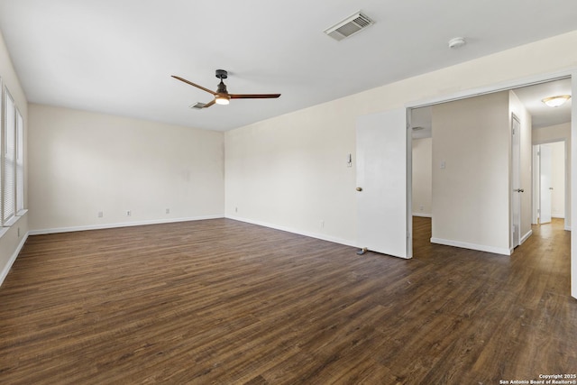 3934 Knollhaven, San Antonio, TX 78247 - empty room featuring a ceiling fan, dark wood-style floors, and a smoke detector