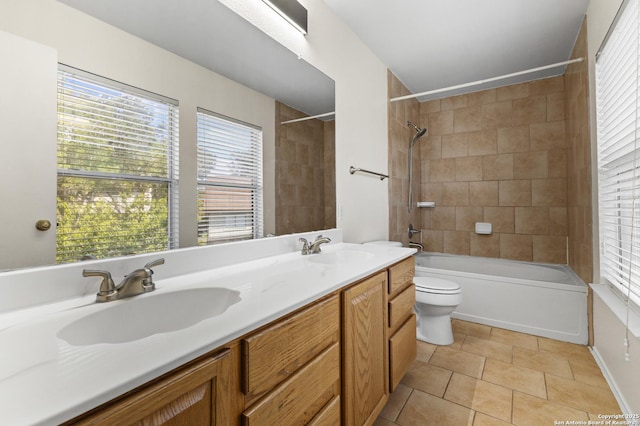 3934 Knollhaven, San Antonio, TX 78247 - bathroom featuring washtub / shower combination, double vanity, and plenty of natural light