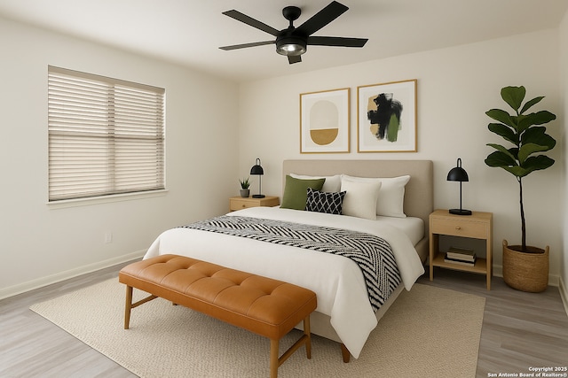 16063 Walnut Crk, San Antonio, TX 78247 - bedroom with light wood-style floors and a ceiling fan