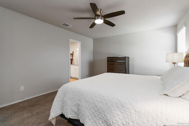 5331 Fair Moon, Bulverde, TX 78163 - bedroom with carpet, ceiling fan, and ensuite bath