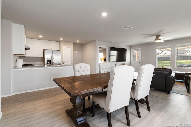 5331 Fair Moon, Bulverde, TX 78163 - dining area with light wood finished floors, recessed lighting, and a ceiling fan