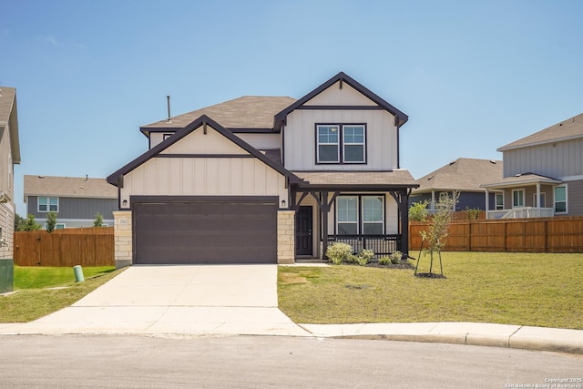27422 Bighorn Sheep, Boerne, TX 78015 - craftsman house with concrete driveway, an attached garage, a shingled roof, and a porch