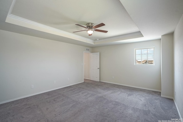 27422 Bighorn Sheep, Boerne, TX 78015 - carpeted empty room featuring a raised ceiling, crown molding, and a ceiling fan