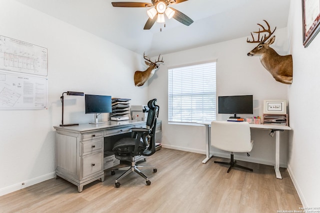 8030 Chanting, San Antonio, TX 78223 - office area with light wood-style flooring and a ceiling fan