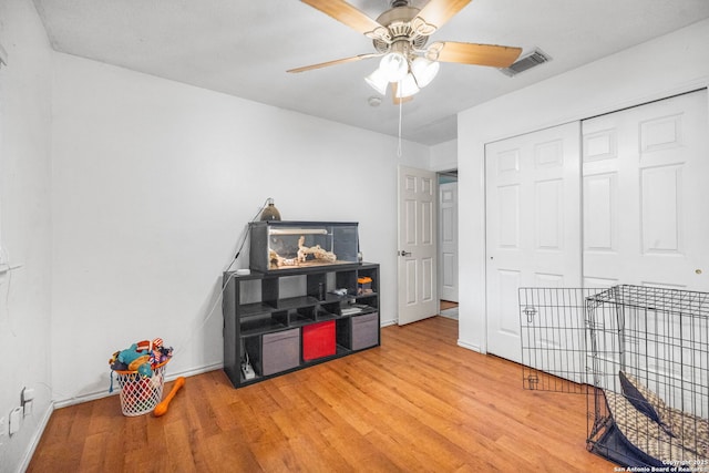 9830 Lauren Mist, San Antonio, TX 78251 - playroom with wood finished floors and ceiling fan