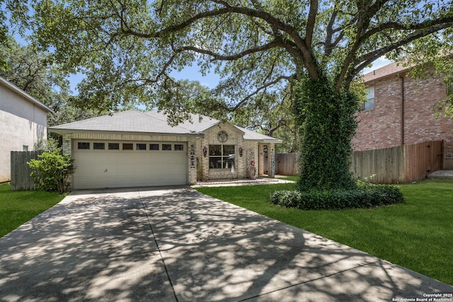 8810 Sebec Cir, San Antonio, TX 78250 - ranch-style home featuring driveway, brick siding, and a garage