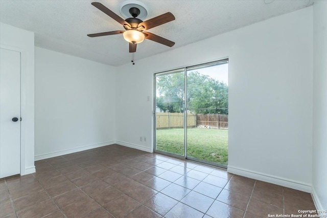 142 Meadow, Converse, TX 78109 - spare room featuring ceiling fan, a textured ceiling, and tile patterned flooring