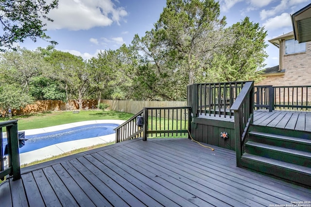 4763 Bending Grv, San Antonio, TX 78259 - wooden terrace with a fenced backyard and view of wooded area