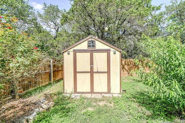 4763 Bending Grv, San Antonio, TX 78259 - view of shed with a fenced backyard