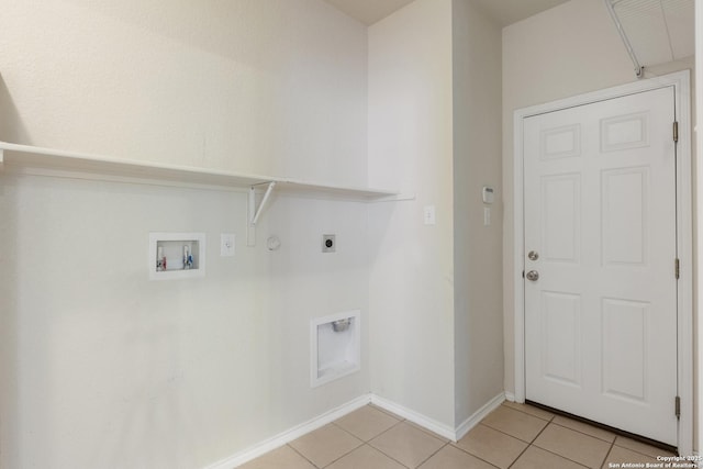 5614 Cross Pond, San Antonio, TX 78249 - washroom with electric dryer hookup, light tile patterned flooring, hookup for a washing machine, and gas dryer hookup