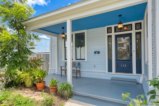 110 Vitra, San Antonio, TX 78210 - doorway to property featuring covered porch
