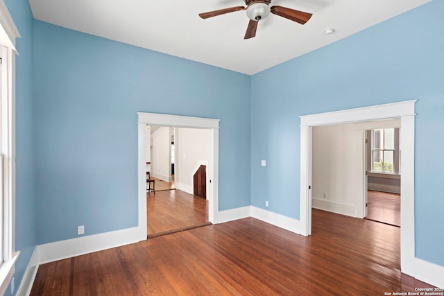 110 Vitra, San Antonio, TX 78210 - unfurnished room featuring a ceiling fan and wood finished floors