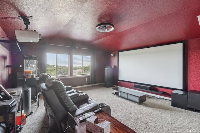 630 Oxalis, San Antonio, TX 78260 - carpeted cinema featuring a textured ceiling and lofted ceiling