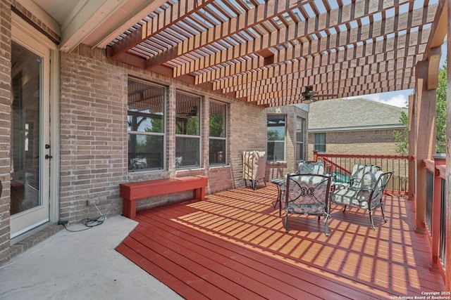 630 Oxalis, San Antonio, TX 78260 - wooden terrace with a pergola and a ceiling fan