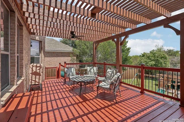 630 Oxalis, San Antonio, TX 78260 - deck featuring a pergola and a ceiling fan