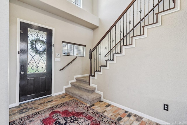 630 Oxalis, San Antonio, TX 78260 - entrance foyer with brick floors and stairs