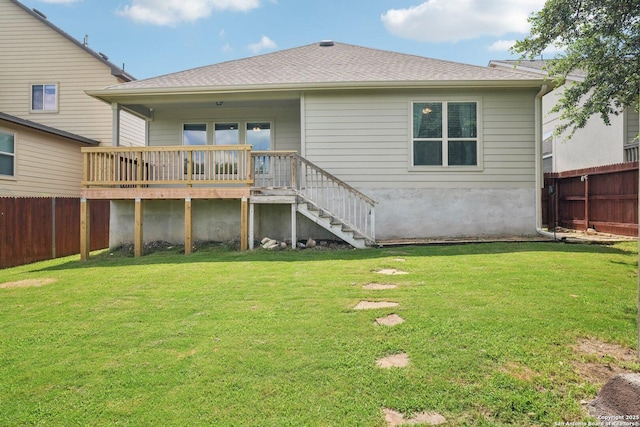 1533 Cawdon Park, Bulverde, TX 78163 - back of house with a fenced backyard, stairway, and a shingled roof