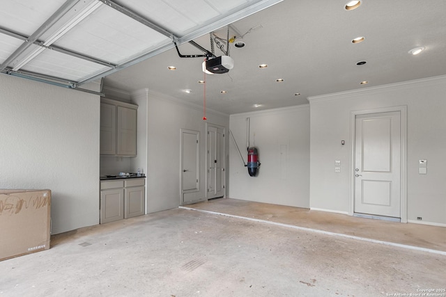 22715 Colibries, San Antonio, TX 78261 - garage featuring a garage door opener and recessed lighting