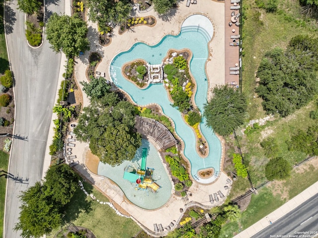 22715 Colibries, San Antonio, TX 78261 - aerial overview of property's location featuring a pool