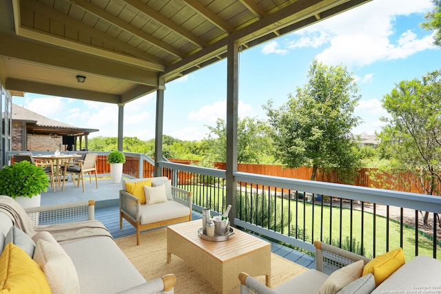 14946 Costa Leon, San Antonio, TX 78245 - wooden deck with an outdoor hangout area and outdoor dining space