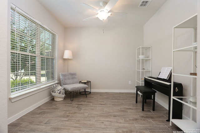 14946 Costa Leon, San Antonio, TX 78245 - sitting room featuring ceiling fan and wood finished floors