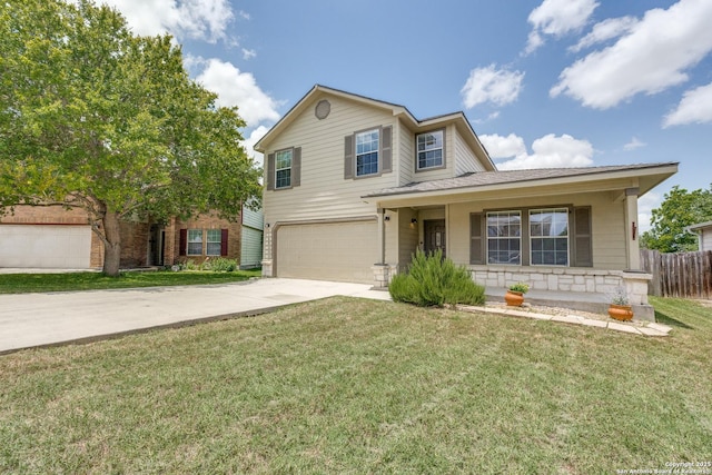 109 Bay Willow, Cibolo, TX 78108 - traditional home with an attached garage, driveway, and covered porch
