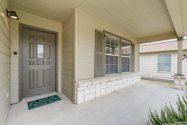 109 Bay Willow, Cibolo, TX 78108 - doorway to property featuring a porch and stone siding