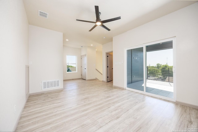 326 Cactus, San Antonio, TX 78203 - spare room with light wood-style floors, a ceiling fan, and recessed lighting