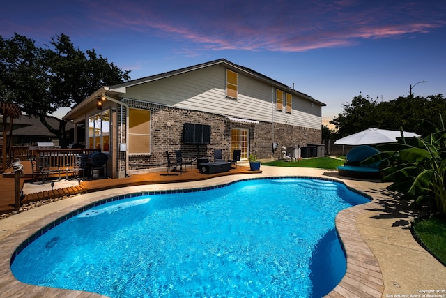 280 Tufted, San Antonio, TX 78253 - view of swimming pool with a wooden deck and a patio area