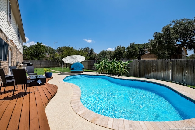280 Tufted, San Antonio, TX 78253 - view of swimming pool featuring a fenced backyard and a deck