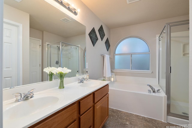 9915 Mustang Isle, San Antonio, TX 78254 - bathroom with a stall shower, a bath, and double vanity